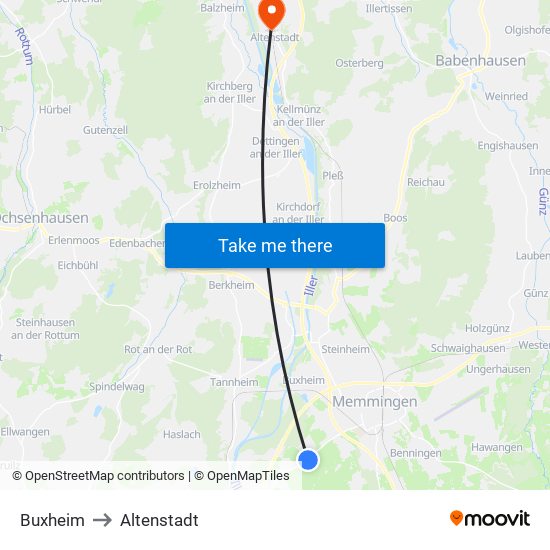 Buxheim to Altenstadt map