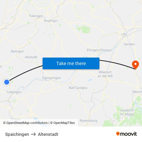 Spaichingen to Altenstadt map