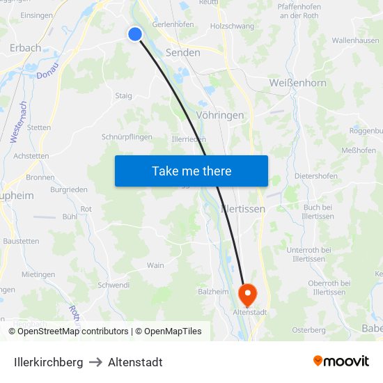 Illerkirchberg to Altenstadt map