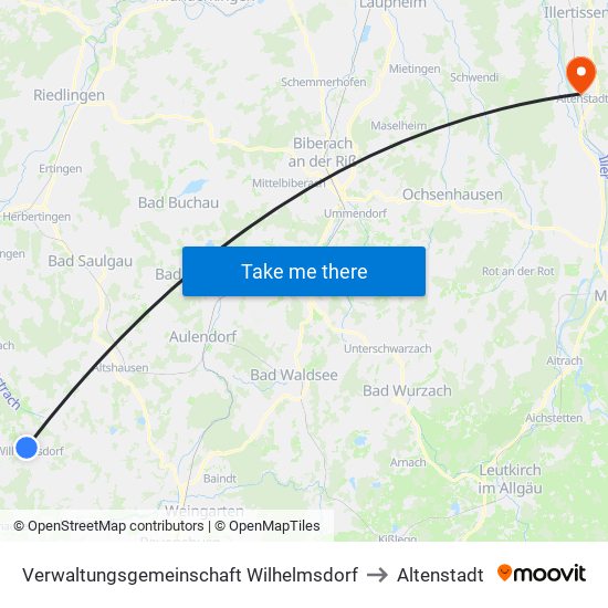 Verwaltungsgemeinschaft Wilhelmsdorf to Altenstadt map
