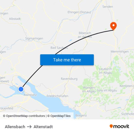 Allensbach to Altenstadt map