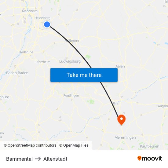 Bammental to Altenstadt map