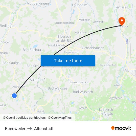 Ebenweiler to Altenstadt map