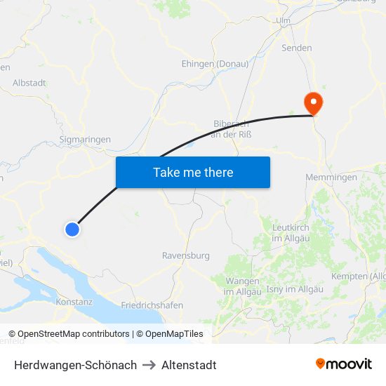 Herdwangen-Schönach to Altenstadt map