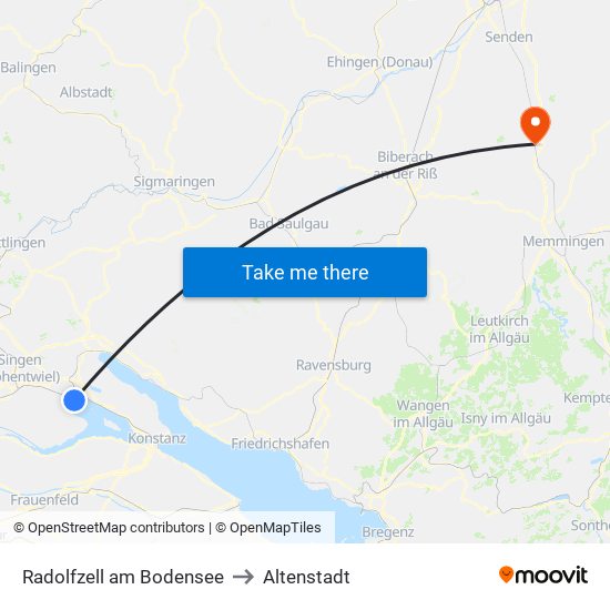 Radolfzell am Bodensee to Altenstadt map