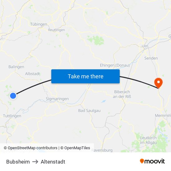 Bubsheim to Altenstadt map