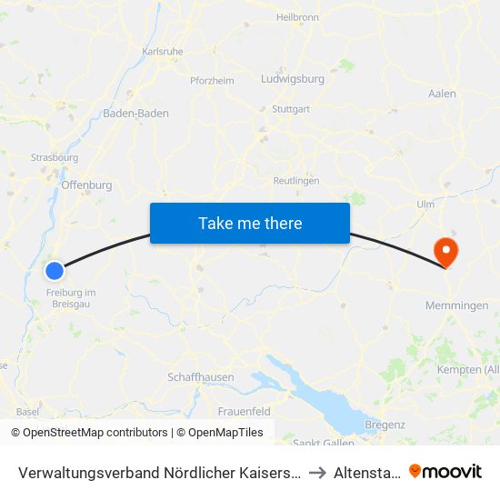 Verwaltungsverband Nördlicher Kaiserstuhl to Altenstadt map