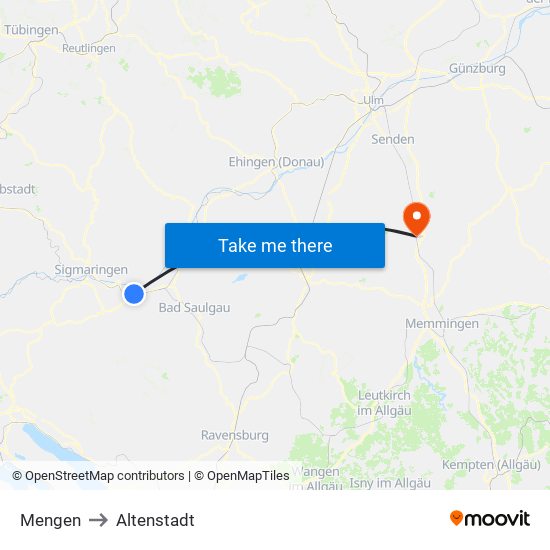 Mengen to Altenstadt map