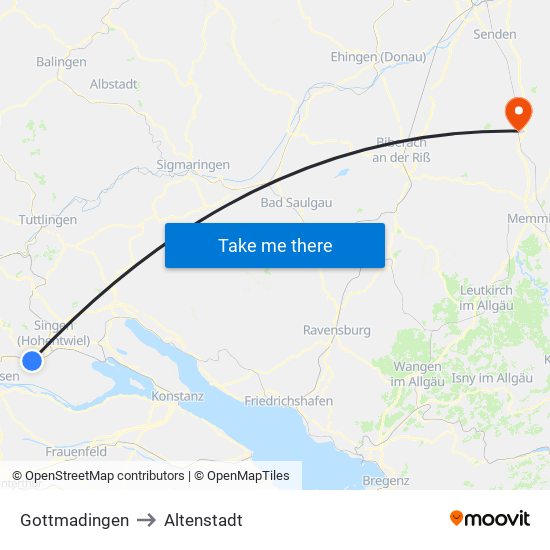 Gottmadingen to Altenstadt map