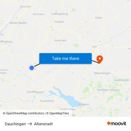 Dauchingen to Altenstadt map