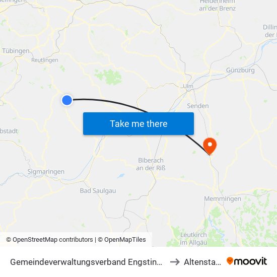 Gemeindeverwaltungsverband Engstingen to Altenstadt map