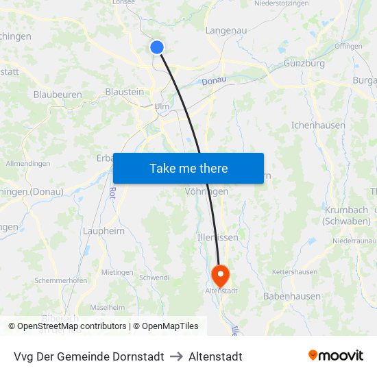 Vvg Der Gemeinde Dornstadt to Altenstadt map