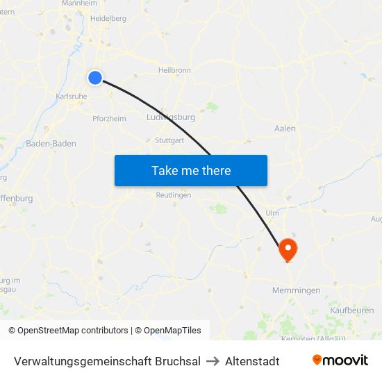 Verwaltungsgemeinschaft Bruchsal to Altenstadt map