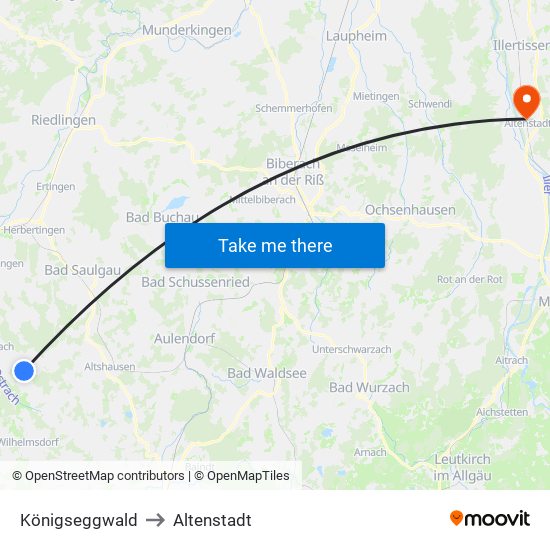 Königseggwald to Altenstadt map