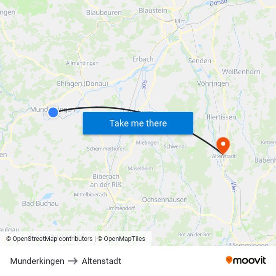 Munderkingen to Altenstadt map