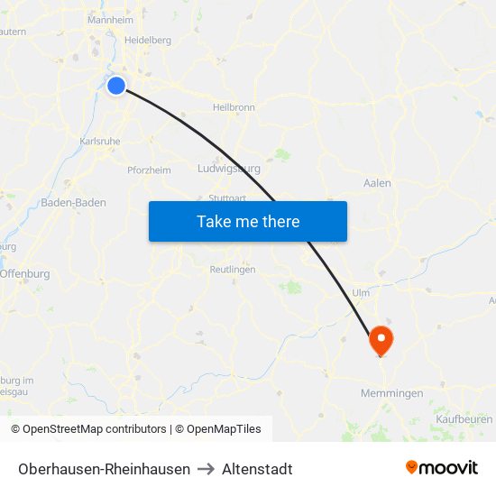 Oberhausen-Rheinhausen to Altenstadt map