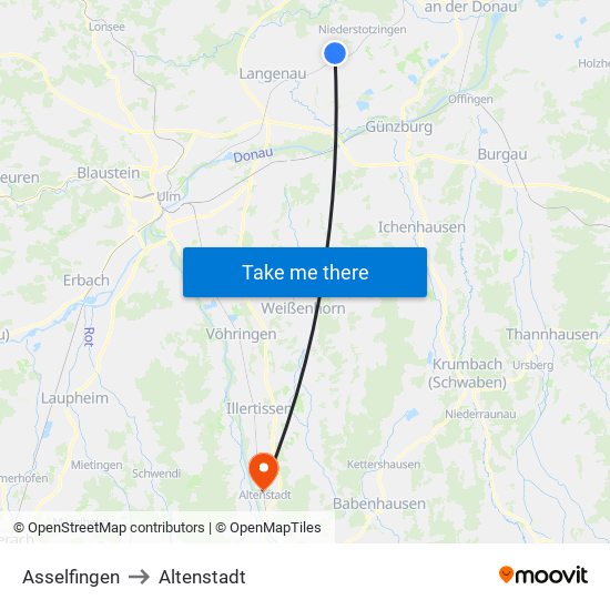 Asselfingen to Altenstadt map