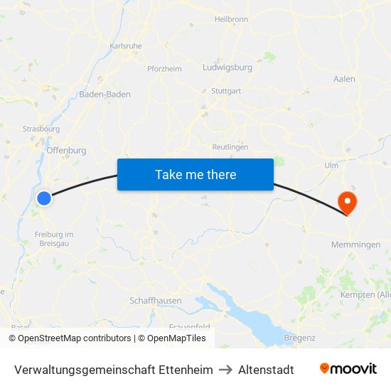 Verwaltungsgemeinschaft Ettenheim to Altenstadt map