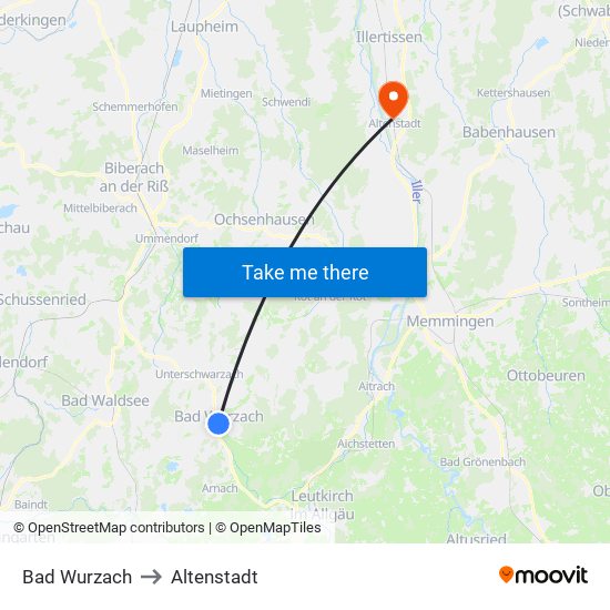 Bad Wurzach to Altenstadt map