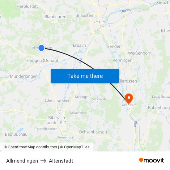 Allmendingen to Altenstadt map