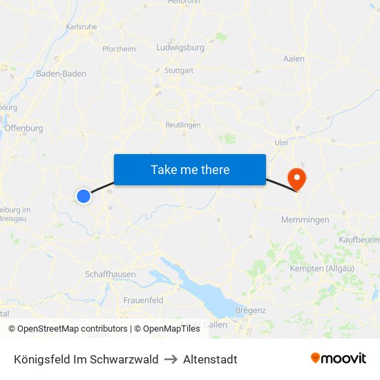 Königsfeld Im Schwarzwald to Altenstadt map