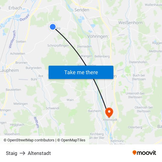 Staig to Altenstadt map