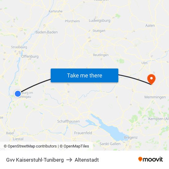 Gvv Kaiserstuhl-Tuniberg to Altenstadt map