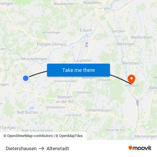 Dietershausen to Altenstadt map