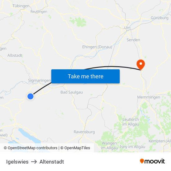 Igelswies to Altenstadt map