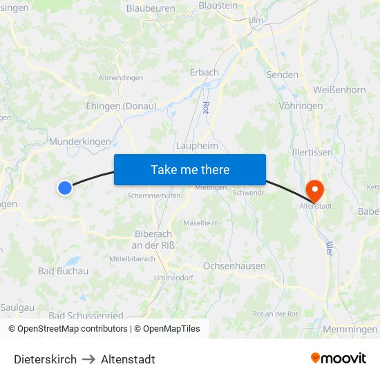 Dieterskirch to Altenstadt map