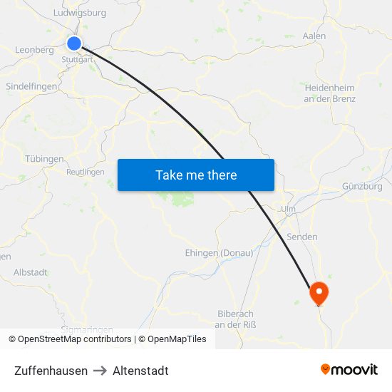 Zuffenhausen to Altenstadt map
