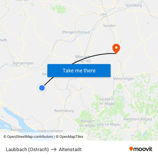 Laubbach (Ostrach) to Altenstadt map