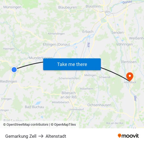 Gemarkung Zell to Altenstadt map