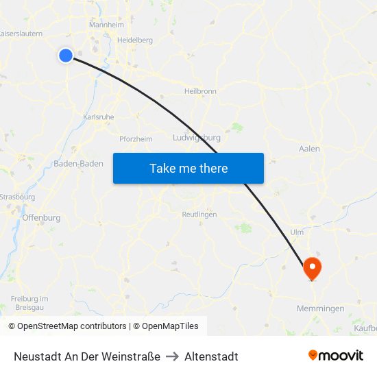 Neustadt An Der Weinstraße to Altenstadt map