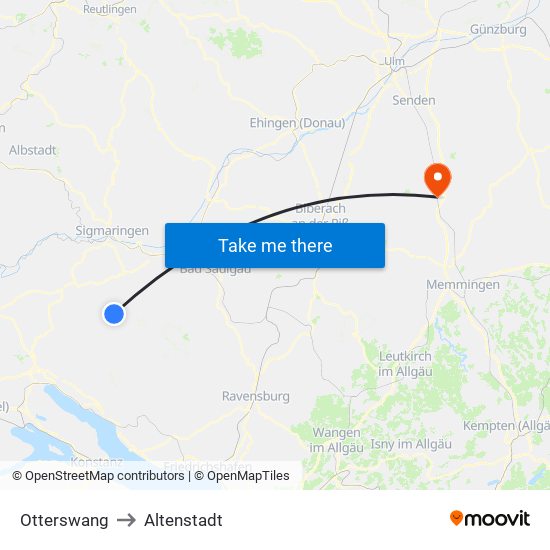 Otterswang to Altenstadt map