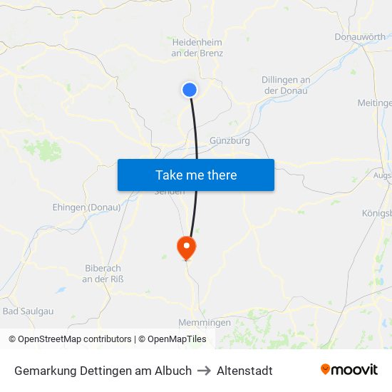 Gemarkung Dettingen am Albuch to Altenstadt map