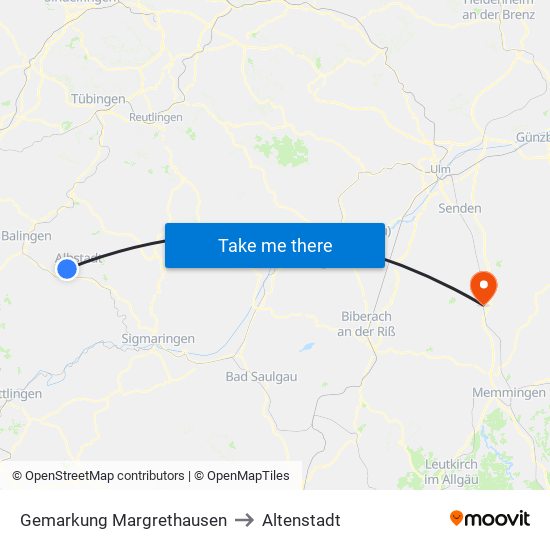 Gemarkung Margrethausen to Altenstadt map