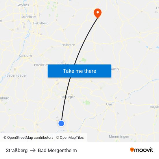 Straßberg to Bad Mergentheim map