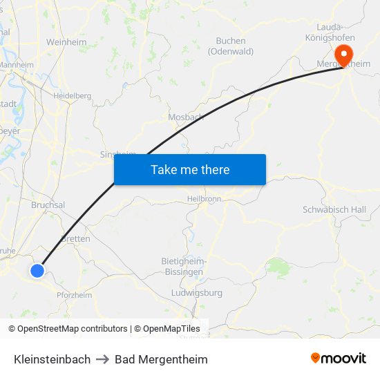 Kleinsteinbach to Bad Mergentheim map