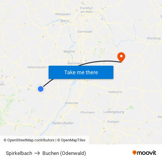 Spirkelbach to Buchen (Odenwald) map