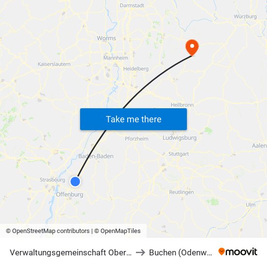 Verwaltungsgemeinschaft Oberkirch to Buchen (Odenwald) map