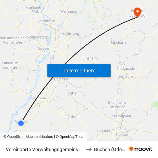 Vereinbarte Verwaltungsgemeinschaft Rastatt to Buchen (Odenwald) map