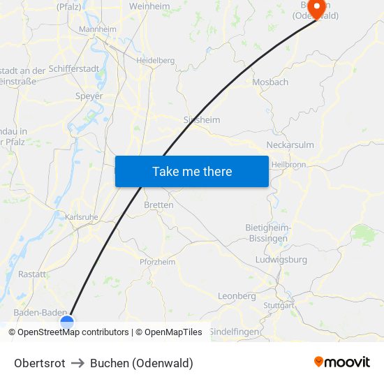 Obertsrot to Buchen (Odenwald) map