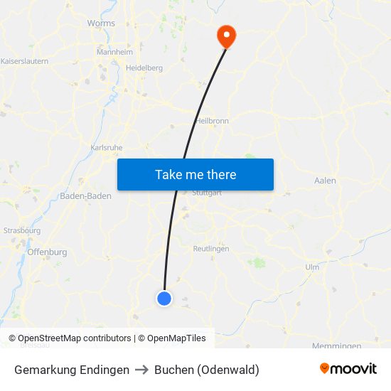 Gemarkung Endingen to Buchen (Odenwald) map