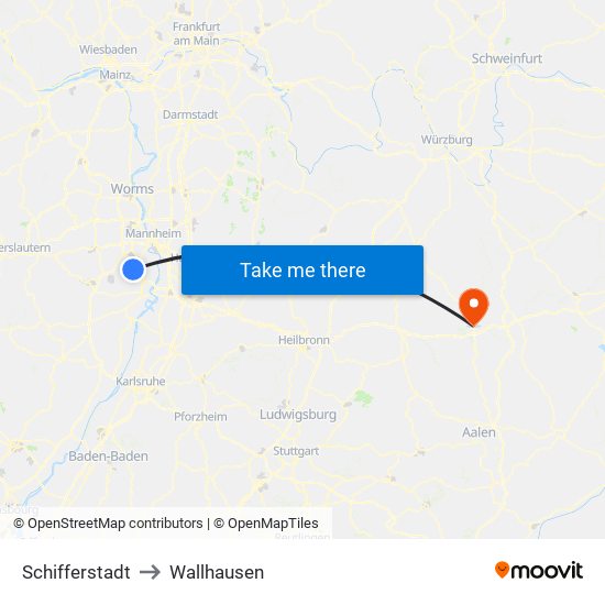 Schifferstadt to Wallhausen map