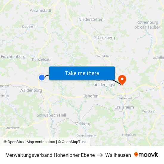 Verwaltungsverband Hohenloher Ebene to Wallhausen map