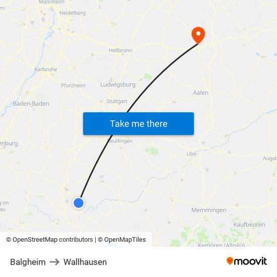 Balgheim to Wallhausen map