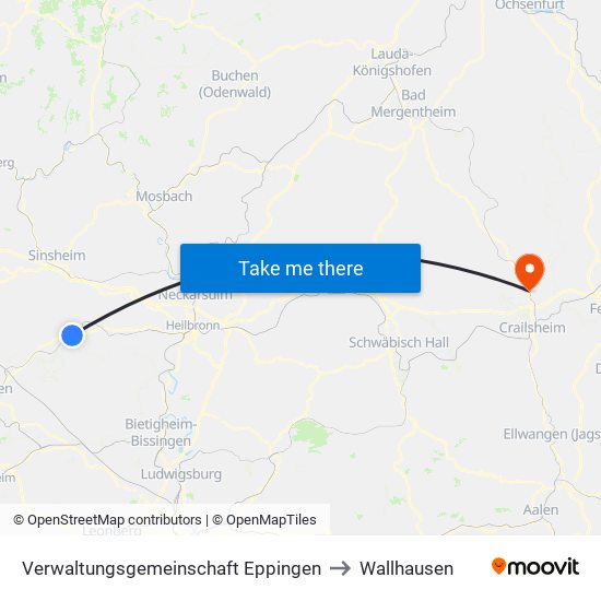 Verwaltungsgemeinschaft Eppingen to Wallhausen map