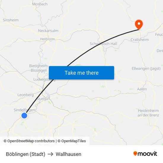 Böblingen (Stadt) to Wallhausen map