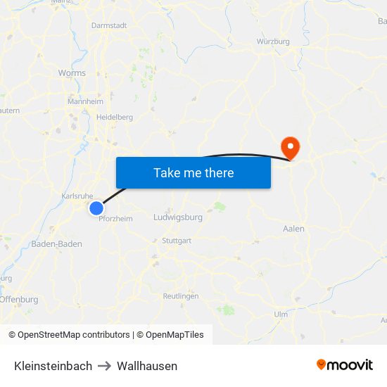 Kleinsteinbach to Wallhausen map